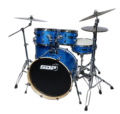 Sonic Drive 5-Piece Stage Series Drum Kit with Silent Cymbals (Blue Sparkle)