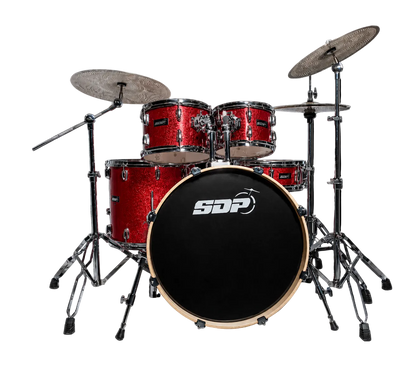 Sonic Drive 5-Piece Stage Series Drum Kit with Silent Cymbals (Red Sparkle)