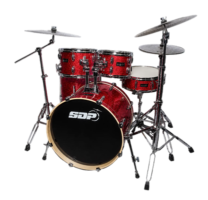 Sonic Drive 5-Piece Stage Series Drum Kit with Silent Cymbals (Red Sparkle)