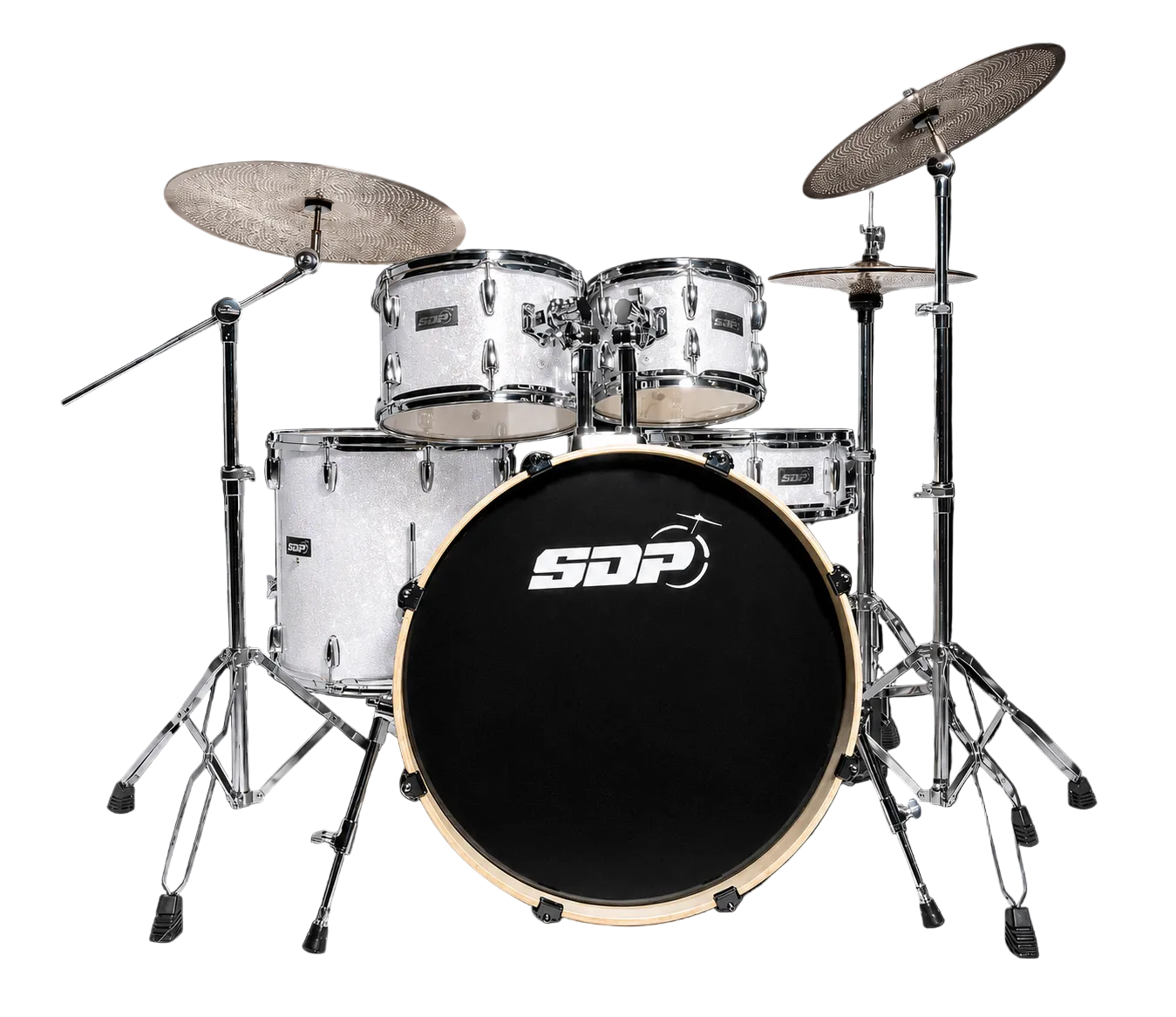 Sonic Drive 5-Piece Stage Series Drum Kit with Silent Cymbals (White Sparkle)