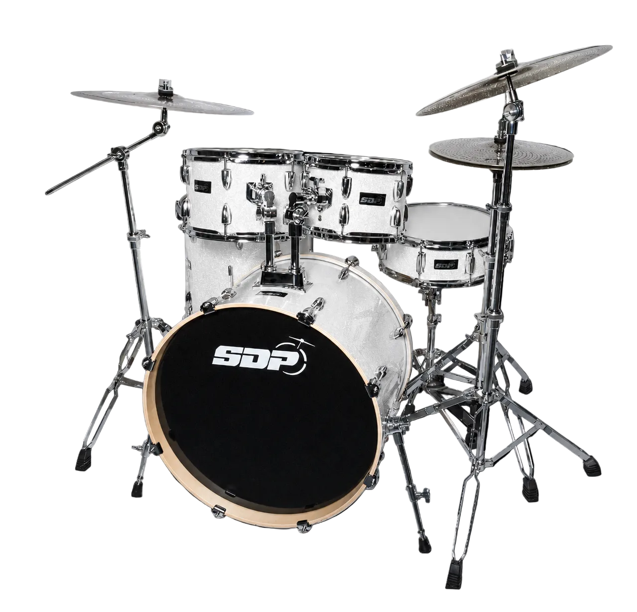 Sonic Drive 5-Piece Stage Series Drum Kit with Silent Cymbals (White Sparkle)