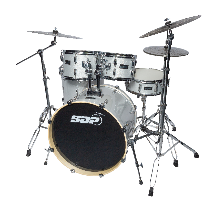 Sonic Drive 5-Piece Stage Series Drum Kit with Silent Cymbals (Silver Sparkle)