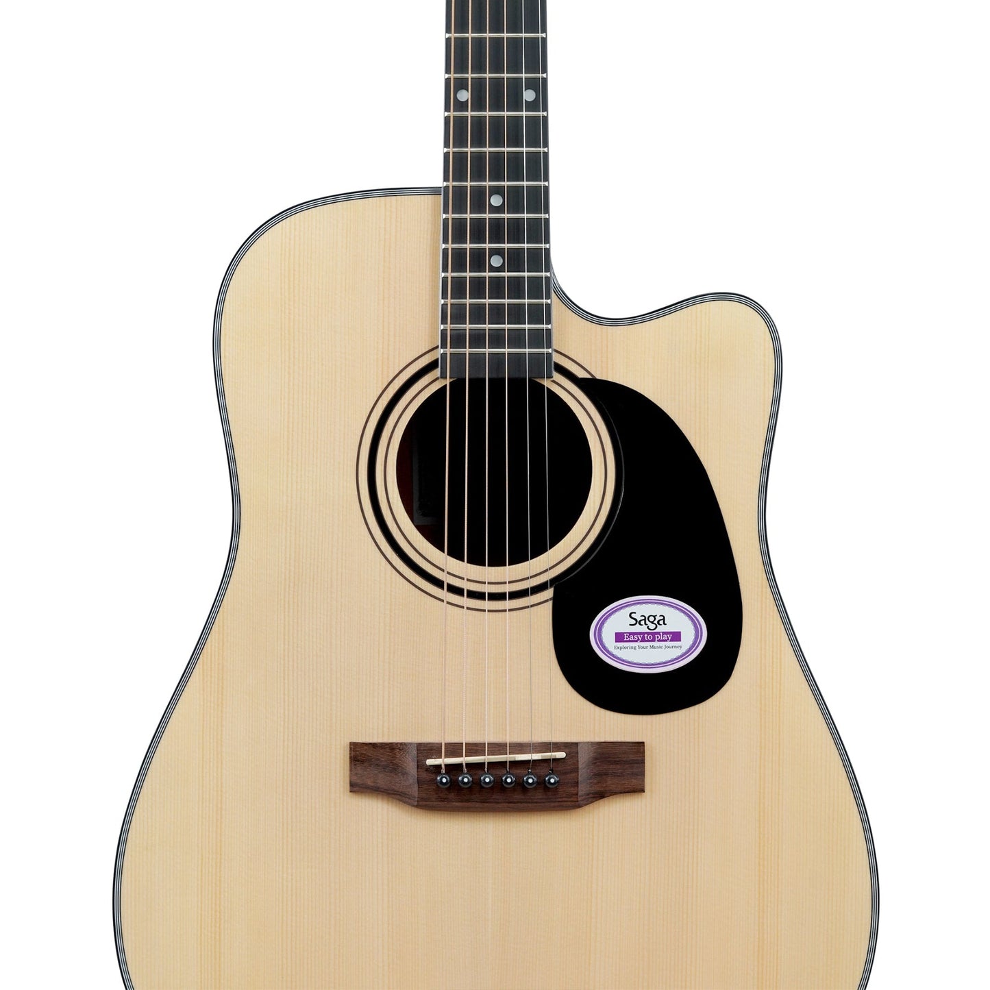 Saga '600 Series' Spruce Top Dreadnought Acoustic-Electric Cutaway Guitar (Natural)