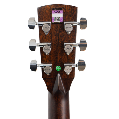 Saga A1DCE All Solid Spruce Sapele Acoustic-Electric Guitar (Natural)
