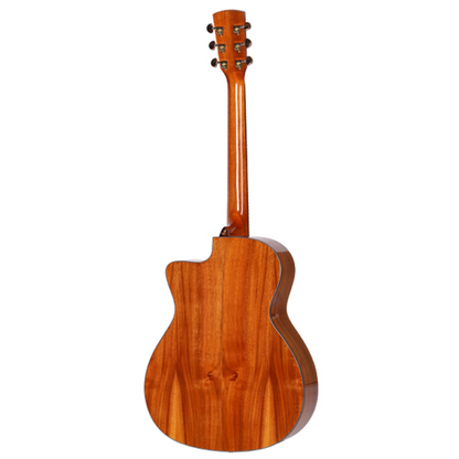 Saga OM68C Solid Folk Cutaway Acoustic-Electric Guitar (Natural)
