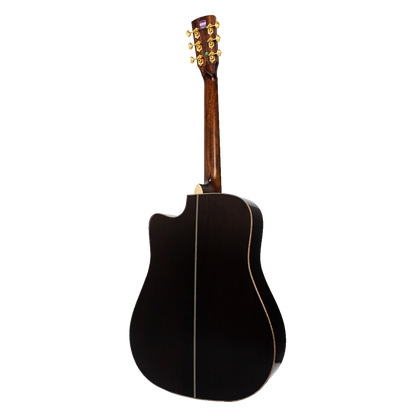 Saga SL65C All-Solid Spruce Rosewood Acoustic Dreadnought Guitar (Natural)