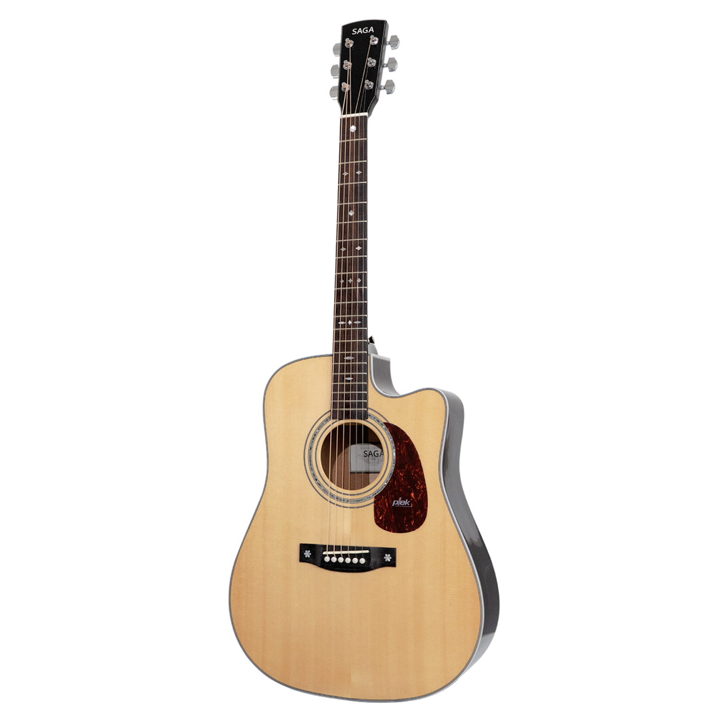 Saga A1DCE All Solid Spruce Sapele Acoustic-Electric Guitar (Natural)
