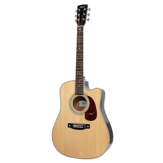 Saga A1DCE All Solid Spruce Sapele Acoustic-Electric Guitar (Natural)