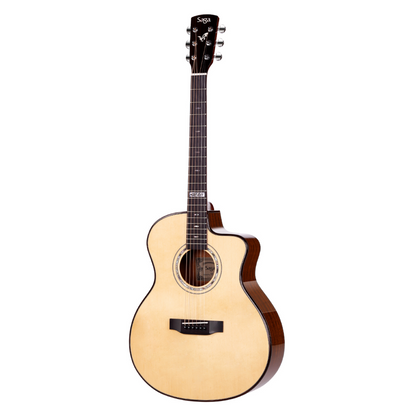 Saga LS1CE Solid Folk Cutaway Acoustic-Electric Guitar (Natural)