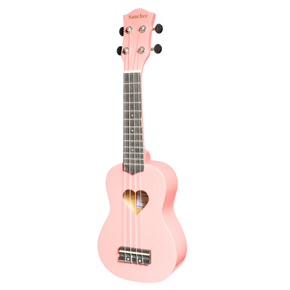 Sanchez 'Friendly Folk' Soprano Ukulele (Pink / Heart Soundhole)