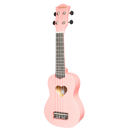 Sanchez 'Friendly Folk' Soprano Ukulele (Pink / Heart Soundhole)