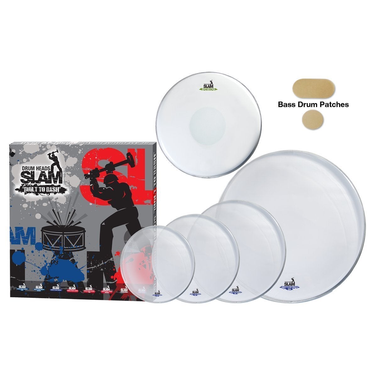 Slam Single Ply Clear Medium Weight Fusion 22 Drum Head Pack (10"T/12"T/14"T/14"S/22"BD)-SDHP-1PCL-MF22
