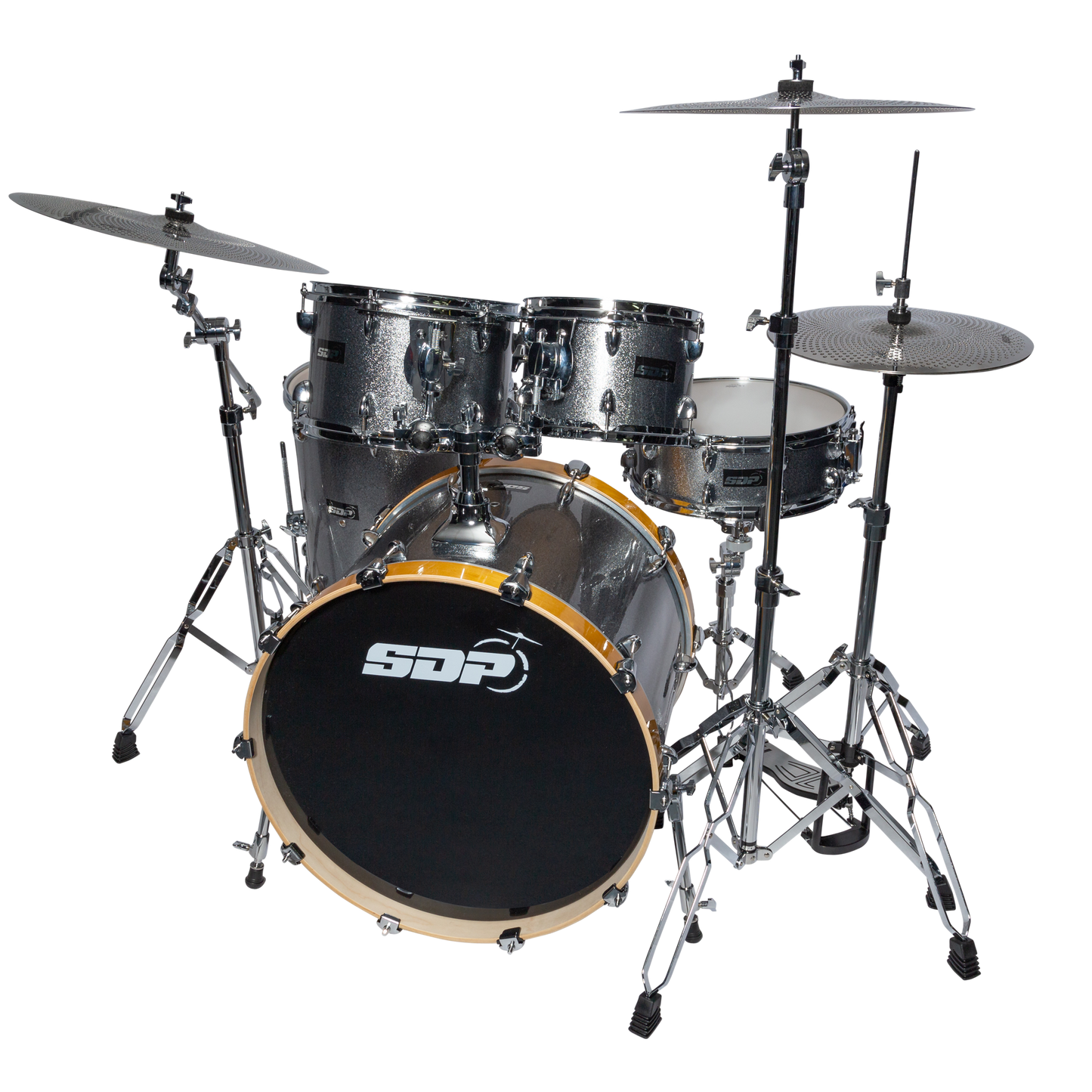 Sonic Drive 5-Piece Pro PLUS Series Drum Kit with Silent Cymbals (Iron Grey Sparkle)