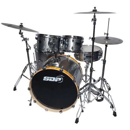 Sonic Drive 5-Piece Pro PLUS Series Drum Kit with Silent Cymbals (Iron Grey Sparkle)