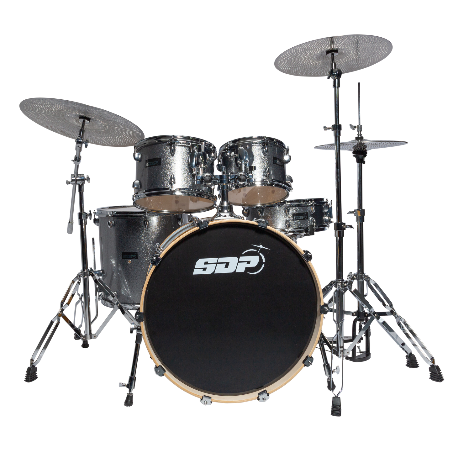 Sonic Drive 5-Piece Pro PLUS Series Drum Kit with Silent Cymbals (Iron Grey Sparkle)