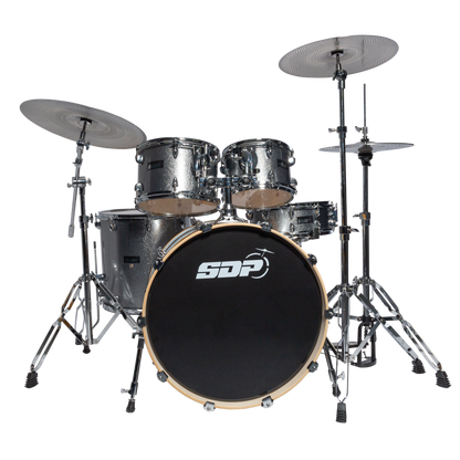 Sonic Drive 5-Piece Pro PLUS Series Drum Kit with Silent Cymbals (Iron Grey Sparkle)
