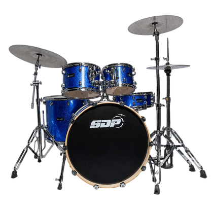 Sonic Drive 5-Piece Pro PLUS Series Drum Kit with Silent Cymbals (Blue Sparkle)