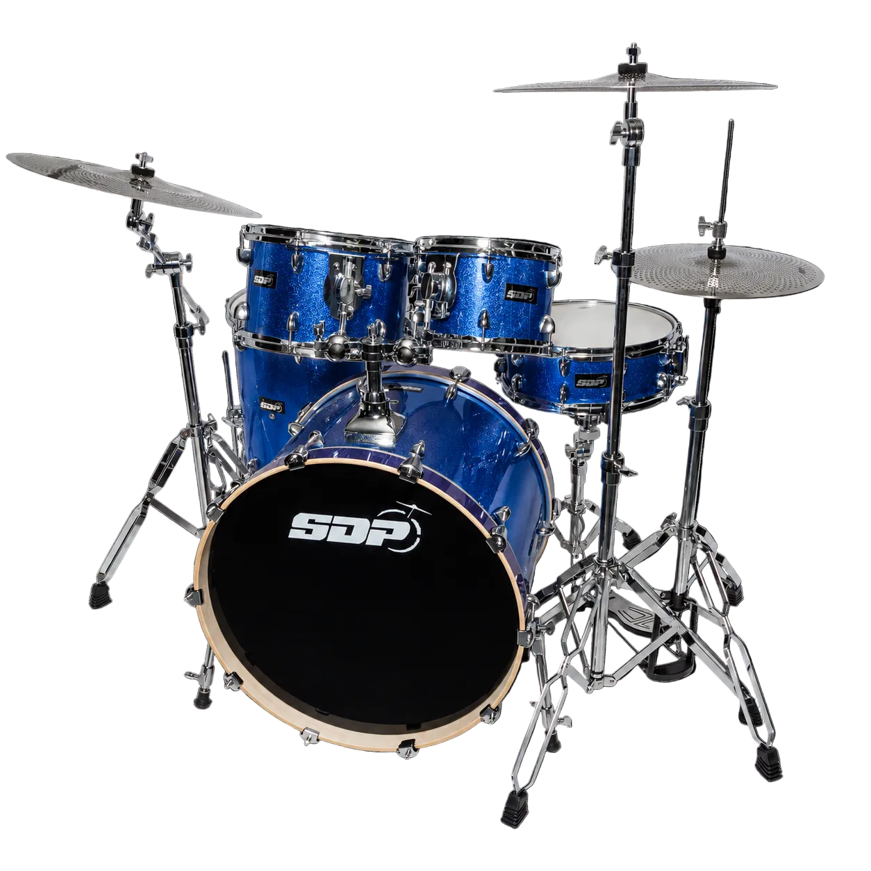 Sonic Drive 5-Piece Pro PLUS Series Drum Kit with Silent Cymbals (Blue Sparkle)
