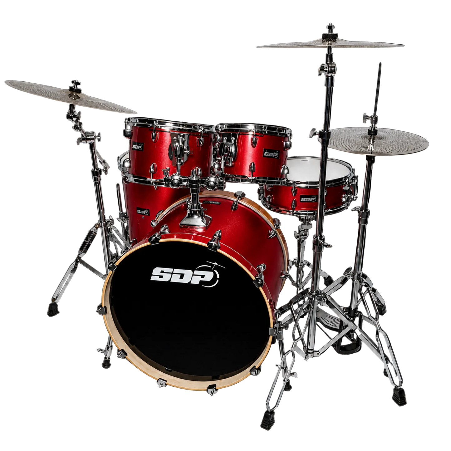Sonic Drive 5-Piece Pro PLUS Series Drum Kit with Silent Cymbals (Red Sparkle)