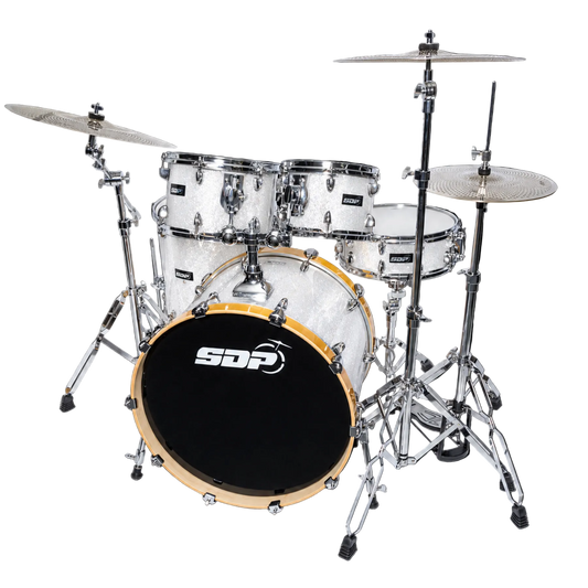 Sonic Drive 5-Piece Pro PLUS Series Drum Kit with Silent Cymbals (White Sparkle)