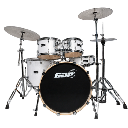 Sonic Drive 5-Piece Pro PLUS Series Drum Kit with Silent Cymbals (White Sparkle)