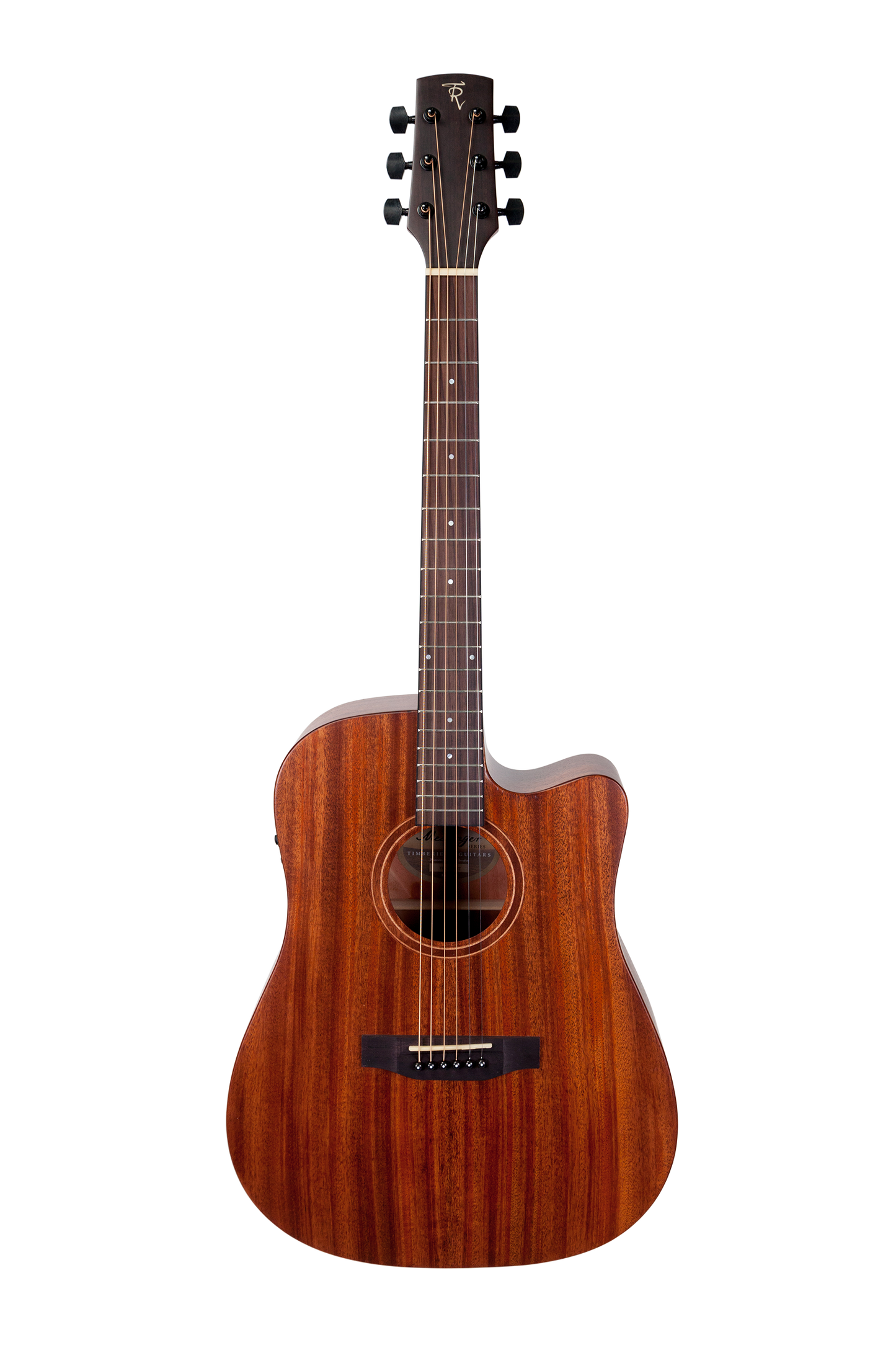 Timberidge 'Messenger Series' Mahogany Solid Top Acoustic-Electric Dreadnought Cutaway Guitar (Natural Satin)