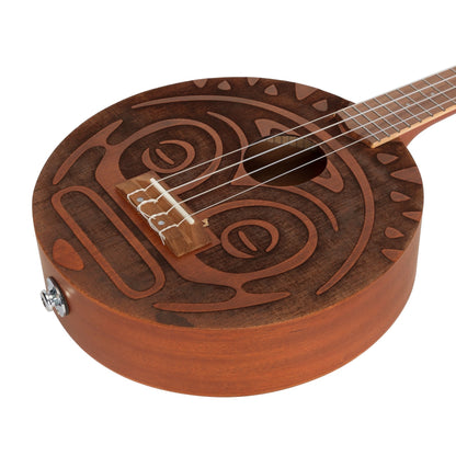 Tiki 'Tiki Man' Ukulele with Pickup and Soft Case (Natural Satin)