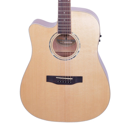Timberidge '1 Series' Left Handed Spruce Solid Top Acoustic-Electric Dreadnought Cutaway Guitar (Natural Gloss)