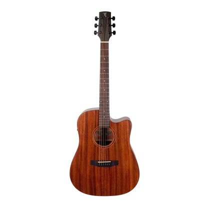 Timberidge Mahogany Solid Top Acoustic Dreadnought Cutaway Guitar (Natural Gloss)