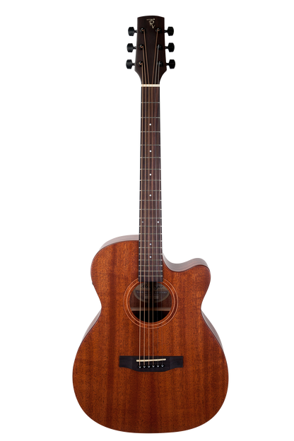 Timberidge Mahogany Solid Top Acoustic Electric Small Body Cutaway Guitar (Natural Satin)