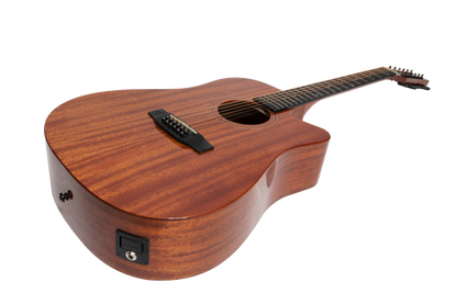 Timberidge 'Messenger Series' 12-String Mahogany Solid Top Acoustic-Electric Dreadnought Cutaway Guitar (Natural Gloss)