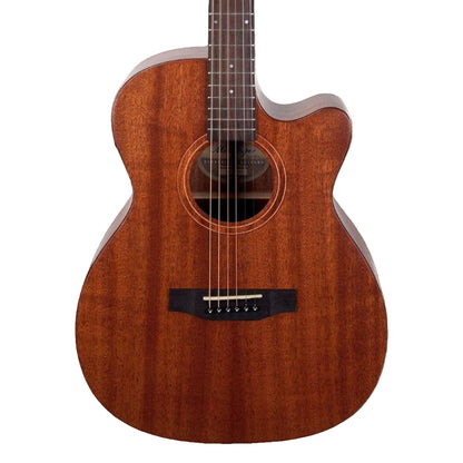 Timberidge Mahogany Solid Top Acoustic Electric Small Body Cutaway Guitar (Natural Gloss)