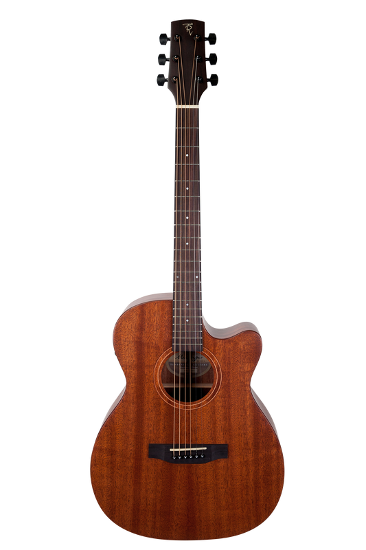 Timberidge Mahogany Solid Top Acoustic Electric Small Body Cutaway Guitar (Natural Gloss)