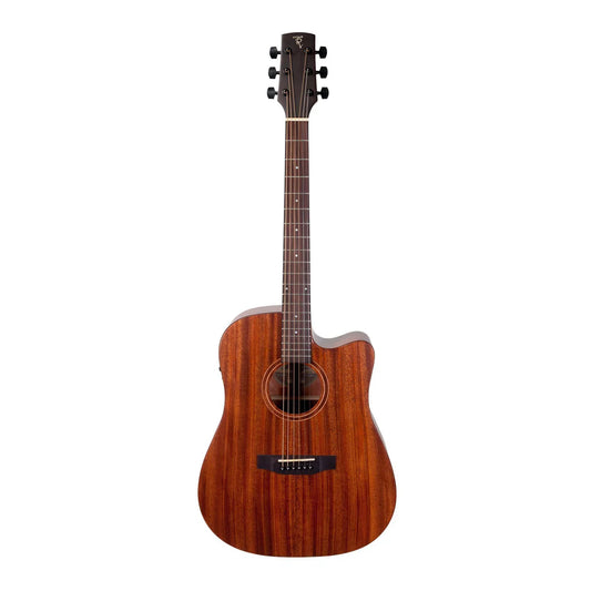 Timberidge Mahogany Solid Top Acoustic Dreadnought Cutaway Guitar (Natural Satin)